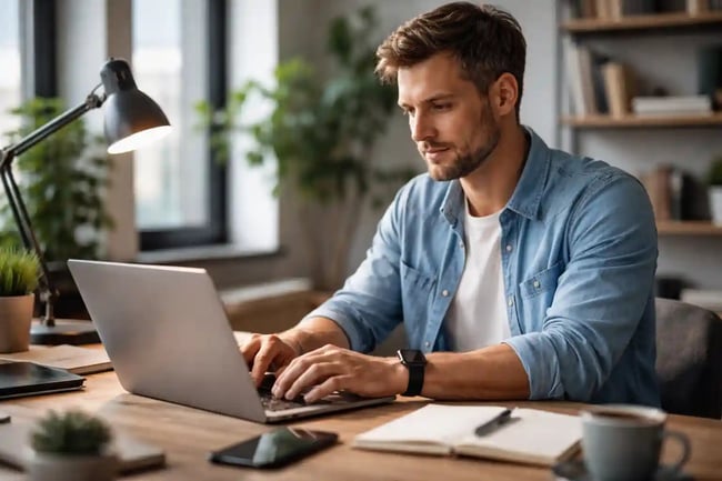 Man Working at Computer